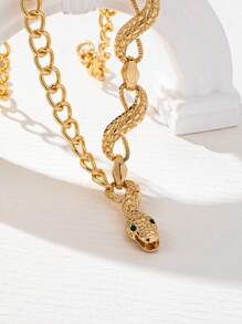 Men's Necklace - Hip Hop Punk Necklace With Fashionable Chain And Snake Head (Excluding Gift Box)