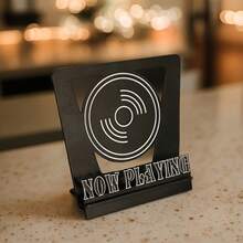 1 pezzo Supporto per dischi in vinile neri, supporto in legno nero, design super cool, può contenere 4-8 copertine di album