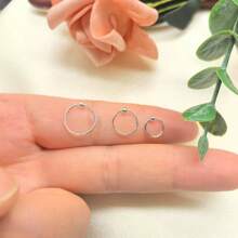 1pc 6mm/8mm/10mm 925 Sterling Silver Hypoallergenic Nose Ring, 2.0mm Ball Nose Piercing Hoop, Women Jewelry