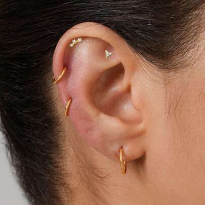 5pcs Fashion Cool 316L Stainless Steel Earrings Set For Women Girls,Ear Back Cartilage Tragus Conch Helix Piercing Jewelry Accessories Suitable For Daily Party Wear