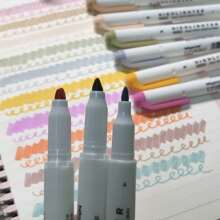 1set/5pcs Double-Head Dual-Use Highlighter Pen Back To School Dual Tip Mild Color Highlighter Fluorescent Marker Pen For Coloring Underlining Highlighting Broad And Fine Tips - Set (5 Pieces) - View 5