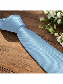 DOZE GOLDEN Men's Ties Slim Tie STRIPED TWILL FABRIC Casual, Perfect For Friends As A Gift Wedding Daily Use - 淺藍色 - 查看 1