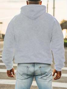 Men's Loungewear Graphic Hoodie For Men "God Ro" - Casual Fleece Sweater With Bold Letter Print, Long Sleeve, Hoodie For Autumn And Winter, Black, Everyday Sweatshirt| Hoodie| Soft Texture, LARGE SIZE, Plus SizeLoose And Comfortable - xám - Xem 5