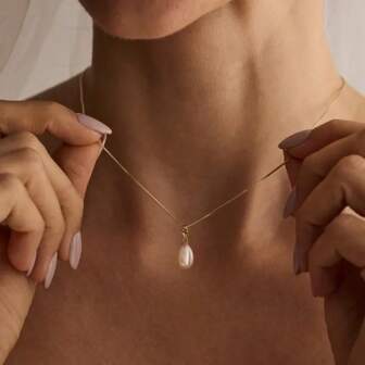 1 ชิ้น สร้อยคอเหยื่อน้ำขาว หลากหลาย, สร้อยคอจี้มุกน้ำจืดชุบทองคำ 18K ด้วยเงินแท้ S925, สร้อยคอมุกน้ำจืดระดับสูงที่สวยงาม