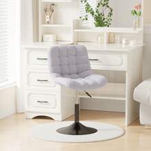 Mcc Direct Soft Fabric Dressing Table Chair, Height Adjustable Swivel Desk Home Office Chair With Footrest And Metal Base For Bedroom Vanity & Office - Drake - Light Grey - View 1