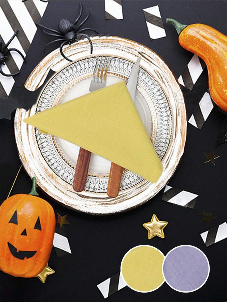 2/6/12/240 pièces Serviettes de couleur unie simples pour Halloween, lavables et réutilisables, convenant pour les fêtes, le salon, la salle à manger, la décoration de la maison