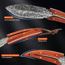 Cuchillo Vikingo Exteriores 3.7 Pulgada,Cuchillo Carnicero Forjado A Mano Con Vaina,Cuchillo De Caza,Cuchillo Chef,Acero De Alto Carbono,Aplicar Para El Hogar,Camping,Barbacoa,Cortar Carne - Rojo - Ver 5