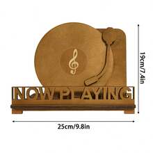 1 pieza Soporte de almacenamiento de discos de vinilo "Now Playing", estante de madera para exhibición de álbumes de vinilo, accesorios "Now Spinning" de madera para tocadiscos, estante de almacenamiento de madera para accesorios de tocadiscos para decoración del dormitorio y la sala de estar para amantes del vinilo