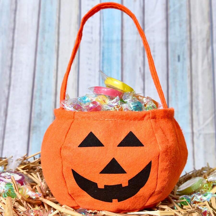 1 件/3 件可爱万圣节便携式南瓜包不给糖就捣蛋儿童糖果袋万圣节快乐礼物南瓜背包单肩包 - 橘色 - 查看 1
