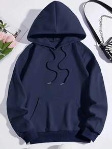 Casual    Polyester    Casual Inspirational Slogan Printed Pattern Women's Hooded Sweatshirt  None    Daily - 藏蓝色 - 查看 2