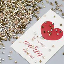 CCB 珠子、心形吊坠、双心形珠子、方形弧形珠子、时尚 DIY 珠宝制作用品，适用于手链、项链