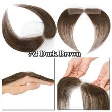 Women Forehead Hairline Toupee Human Hair Skin Lace Hairpieces Full Lace 100% Real Human Hairpieces Cover Up Patch Receding Hairline Straight Hair Topper Wigs - #2 Dark Brown - View 5