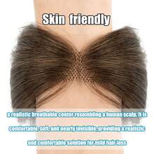 Women Forehead Hairline Toupee Human Hair Skin Lace Hairpieces Full Lace 100% Real Human Hairpieces Cover Up Patch Receding Hairline Straight Hair Topper Wigs - #2 Dark Brown - View 6