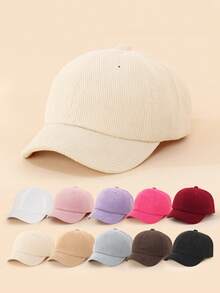 1pc Versatile Corduroy Baseball Cap, Warm Outdoor Cap For Kids - 1PC - View 2