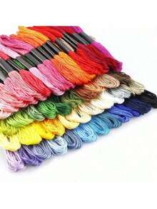 50pcs/100pcs 6-Ply 8m Embroidery Thread, 100 Colors Polyester Yarn, Random Color Cross Stitch Thread, Rainbow Sewing Thread, High Quality Embroidery Floss - Mixed Multi-Color Threads, Suitable For Cross Stitch, Sewing And Crafts - Sewing Accessories, Twist Tie Bag, Fit For DIY Embroidery, Sewing And Handmade - Multicolor - View 4