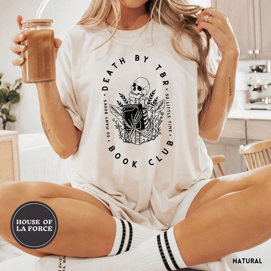 Death By TBR Book Club Shirt, Book Shirt, Book Club, Reading Shirt, Book Lover Shirt, Librarian Shirt, Book Club Gift, Gifts For - 白色8 - 查看 1
