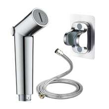 3-teiliges Sprühpistolen-Set mit 1,5 m Silberschlauch und silberner schraubloser Halterung, wandmontierter Handbrause, einfache Bedienung, zuverlässiges Material, Mehrzweckverwendung, schnelle Installation, Sprühkopf - Haustierwaschanlage mit Griff