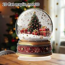 1pc 2D Flat Acrylic Christmas Tree And Snowball Pattern For Christmas Gift Decoration, With 2D Flat Printing - Holiday Desktop Decoration - No Electricity Required - Perfect For Christmas, Thanksgiving, New Year, Birthdays, St. Patrick's Day
