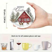 Set Of 8/16 Fun Christmas Design Wooden Coasters, Wooden Coasters For Farmhouse Bar, Perfect Gift, New Home Decor, Wooden Tabletop Coasters, Kitchen Decor, Table Decor, Christmas Gift,Coaster Set,Coasters Drink Coasters,Coaster For Cup At Home