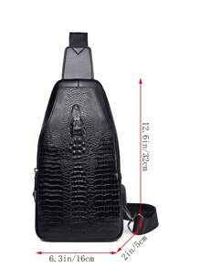 European American Fashion Crocodile Pattern Waist Bag, Multifunctional Men's Shoulder Bag Bag