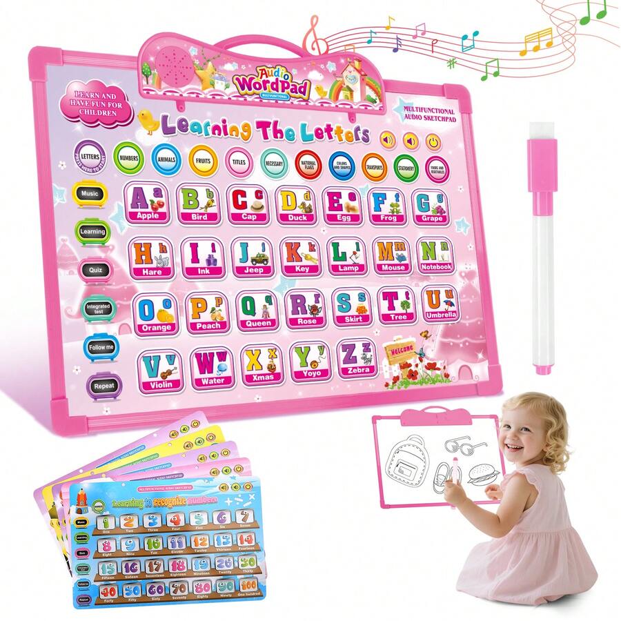 Kids Audio WordPad -Interactive Talking Educational Poster - Pink - View 1