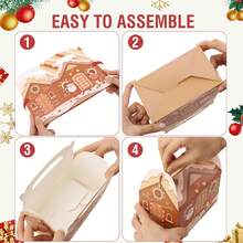 SAITI 24 Pieces Christmas Cookie Boxes For Gift Giving, 3D Christmas Treat Boxes 3 Designs Gift Boxes For Holiday Xmas Goody Party Favors