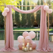 Outdoor Tulle Curtain Wedding Arch Hanging Fabric Gauze Curtain Photo Photography For Wedding Decoration (61 X 5.54 M), Pink - Pink - View 4