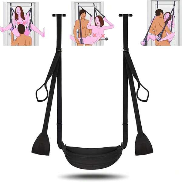 Door Swing Restraint Sex Toy, Featuring Leather And Plush Padding With Thigh Straps, Adjustable Shoulder Straps, BDSM Kit For Couples, Enabling Exploration Of Various Sexual Positions, Enhancing Sensory Pleasure And Visual Stimulation, Improve Marital Sexual Enjoyment, And Designed For Convenient Portability And Ease Of Use.