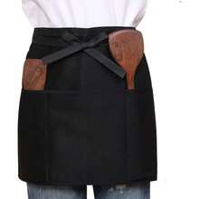 2025Server Aprons With 3 Pockets Black Server Waist Aprons Waitress Half Apron Waterdrop Resistant Waitress Apron - 黑色-1包 - 查看 6
