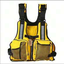 Adult Adjustable Life Jacket, Vest, Multi-Pocket Buoyancy, Reflective Surfing Design, Life Vest, Tank Jacket - Orange - View 4