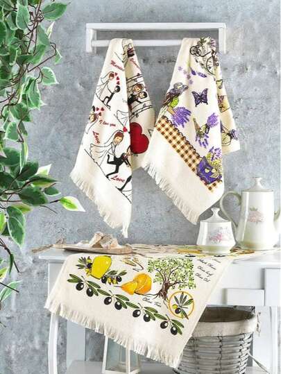 3 PiecesKitchen Towel Set | 40x60 Cm | 100% Cotton | Super Absorbent & Soft Texture | Ideal For Drying And Cleaning | MADE IN TURKEY