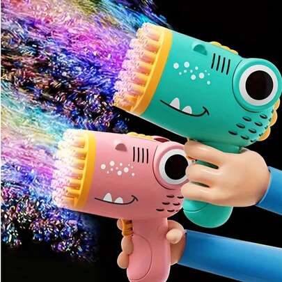 40-Hole Dinosaur Shaped Automatic Bubble Machine, Outdoor Wedding Party Toy (Bubble Liquid Not Included)