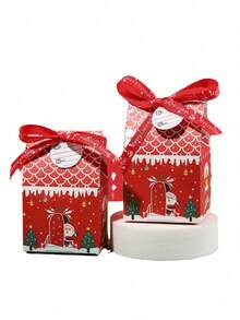 10pcs/50pcs/Pack Colorful Mini Christmas House Gift Boxes, Party Favor Boxes With Ribbons And Cards Christmas Pajamas Gifts Christmas Decor - Multicolor - View 11