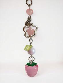 1pc Cute Strawberry Mobile Phone Chain Pendant, Keychain, Backpack Decor, Car Key Ring, Daily Accessory For Women, Family, Friends Valentine's Day Valentines Car Accessories Bag Charm School Goth Y2k Halloween Accessories Teachers Day Christmas Gift Ideas Bag Accessories Lanyards With Id Holder Car Accessories Bag Charms - Beaded Mobile Phone Chain - View 9