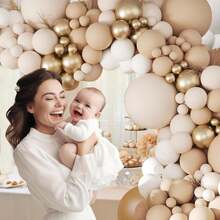 Sand White Gold Balloons Garland Arch Kit-102pcs Cream White Metallic Gold Nude Balloons For Boho Neutral Baby Shower Bridal Wedding Birthday Engagement Anniversary Decoration - 彩色 - 查看 9