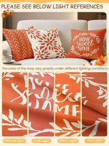 1 pieza/4 piezas Funda de almohada, Fundas de almohada de otoño, Funda de cojín, Ropa de cama, Funda de almohada, Funda de almohada con estampado de un solo lado, Funda de cojín moderno para sofá para decoración de otoño, Funda de almohada naranja, Textil para el hogar suave y acogedor, Transpirable y antipelusas, Suave y amigable con la piel, Fundas extraíbles