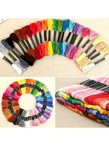 50pcs/100pcs 6-Ply 8m Embroidery Thread, 100 Colors Polyester Yarn, Random Color Cross Stitch Thread, Rainbow Sewing Thread, High Quality Embroidery Floss - Mixed Multi-Color Threads, Suitable For Cross Stitch, Sewing And Crafts - Sewing Accessories, Twist Tie Bag, Fit For DIY Embroidery, Sewing And Handmade - Multicolor - View 5