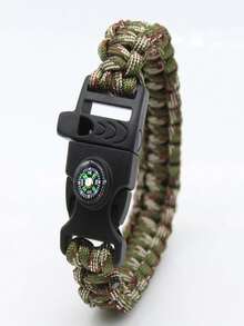 Adjustable Emergency Survival Bracelet With Whistle And Compass, Survival Kit For Camping, Outdoor Travel, Hiking