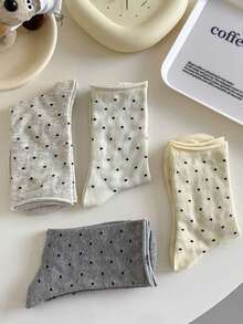 زوجان/5 أزواج/10 أزواج من جوارب كريو نسائية بطراز كوري بنقاط البولكا - متعدد الألوان - مشاهدة 5