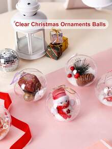 10pcs Clear Plastic Fillable Ornaments Clear Christmas Ornaments Balls Fillable For Crafts Christmas Ornaments Balls, Clear DIY Ornaments Christmas Tree Decorations, Hanging Christmas Decorations Indoor Home Decor Supplies