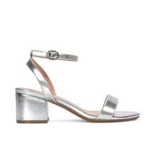 XY LONDON Gemma Low Block Heel Open Toe Strappy Sandal Shoes With Round Buckle Fastening For Spring Summer - Silver - View 5