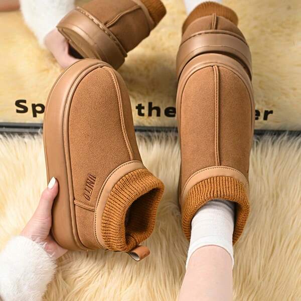 2025 New Women's Snow Boots, Thick Fur Lining, Warm, Padded, Platform, Short Shaft Ankle Boots For Winter