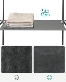 SONGMICS Clothes Wardrobe, Portable Closet, 45 X 127 X 176 Cm, 2 Hanging Rails, Shelves, And 4 Side Pockets, Large Capacity For Bedroom, Living Room, Grey