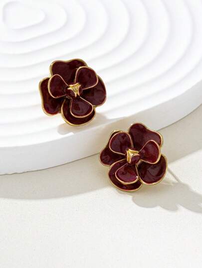 1 par de brincos florais vintage elegantes para mulheres