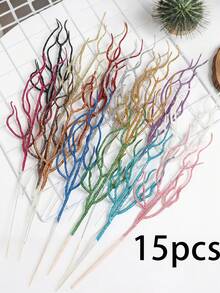 15 piezas de ramas de árbol de Navidad rizado, ramas decorativas rizadas, adecuadas para árbol de Navidad, corona, jarrón, fiesta, decoración de boda