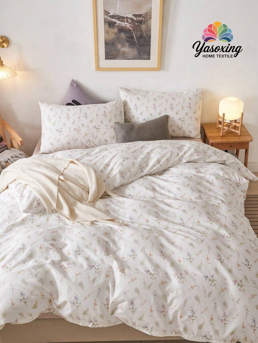 Juego de funda nórdica con estampado floral (sin relleno), transpirable y súper suave, adecuado para todas las estaciones, ideal para dormitorios, de vuelta a la escuela - Multicolor - Ver 1