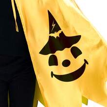 儿童黑金色女巫斗篷、圣诞南瓜斗篷，适合狂欢节派对装扮（注意：只有斗篷，没有道具南瓜/南瓜袋/女巫扫帚等） - 彩色 - 查看 3