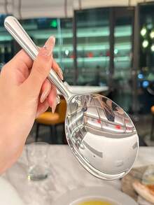 1pc/2pcs Large Stainless Steel Buffet Serving Spoon, Large Serving Ladle, Party Catering Buffet Spoon, Dishwasher Safe, Silver Kitchen Spoon, Restaurant, Hotel, Practical Kitchenware - Silver - View 3