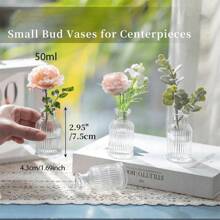 1/2/4/6 件玻璃花瓶，用于中心装饰，透明小号迷你花瓶套装，婚礼派对装饰 - 2.95 可爱散装桌面中心装饰，适用于现代波西米亚风新娘送礼会花店装饰（50 毫升）