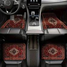 4pcs Bohemian & European Retro Pattern Car Floor Mats - Universal Fit Polyester Front & Rear Seat Car Mats - Suitable For Sedan, Saloon, SUV, Van All-Weather Vehicle Interior